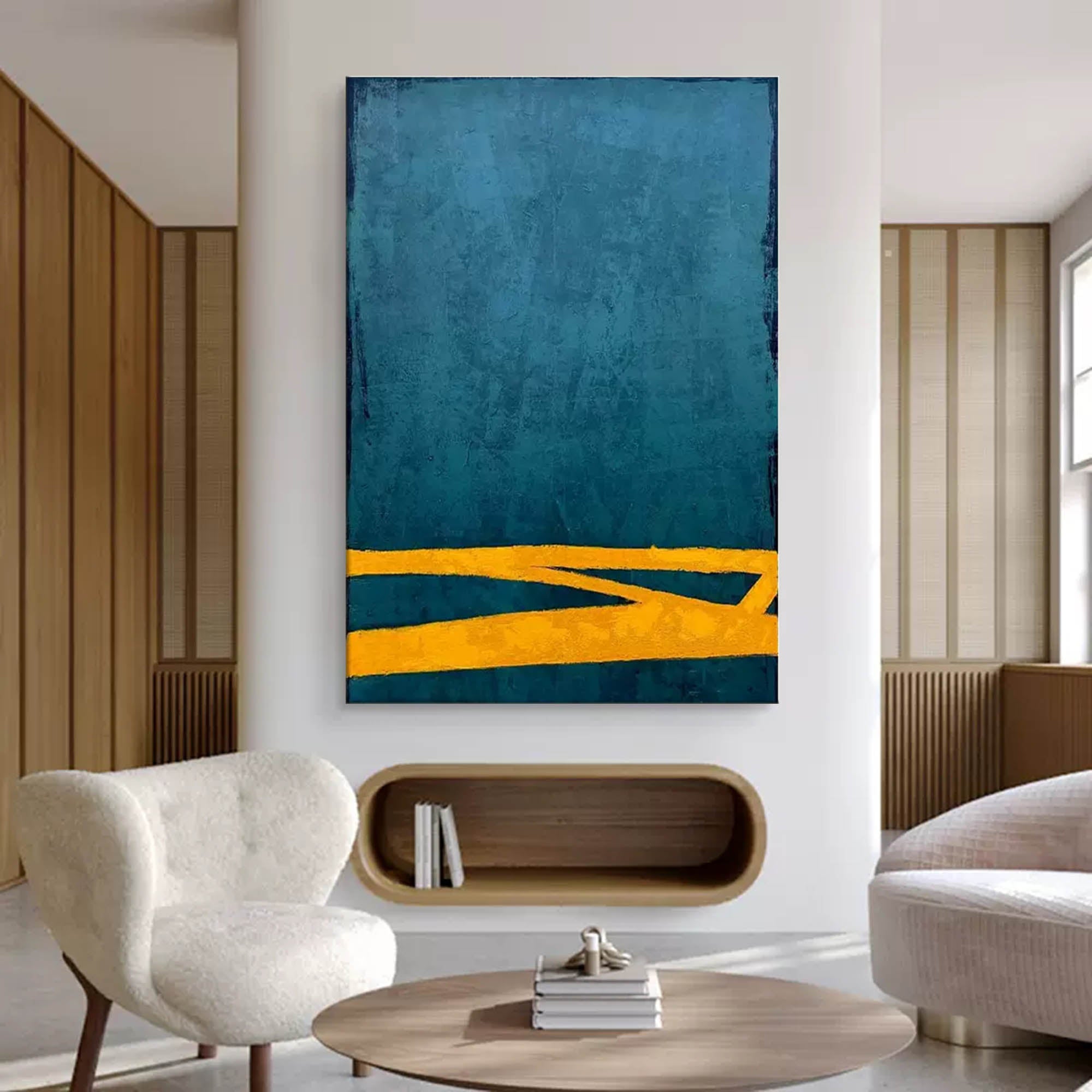 Wallart Teal and Gold Minimalist Canvas