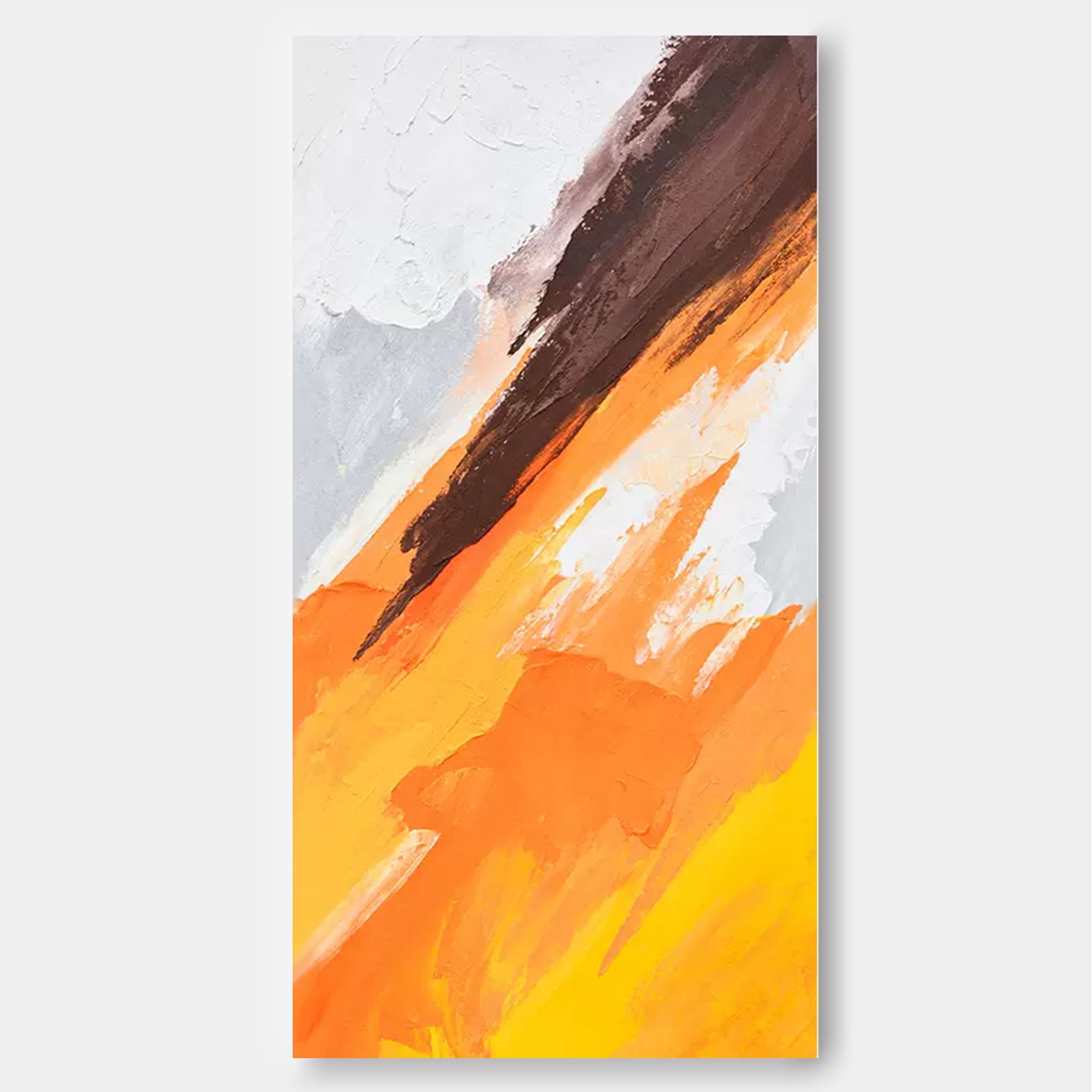 Wallart Dynamic Orange and Brown Abstract Art