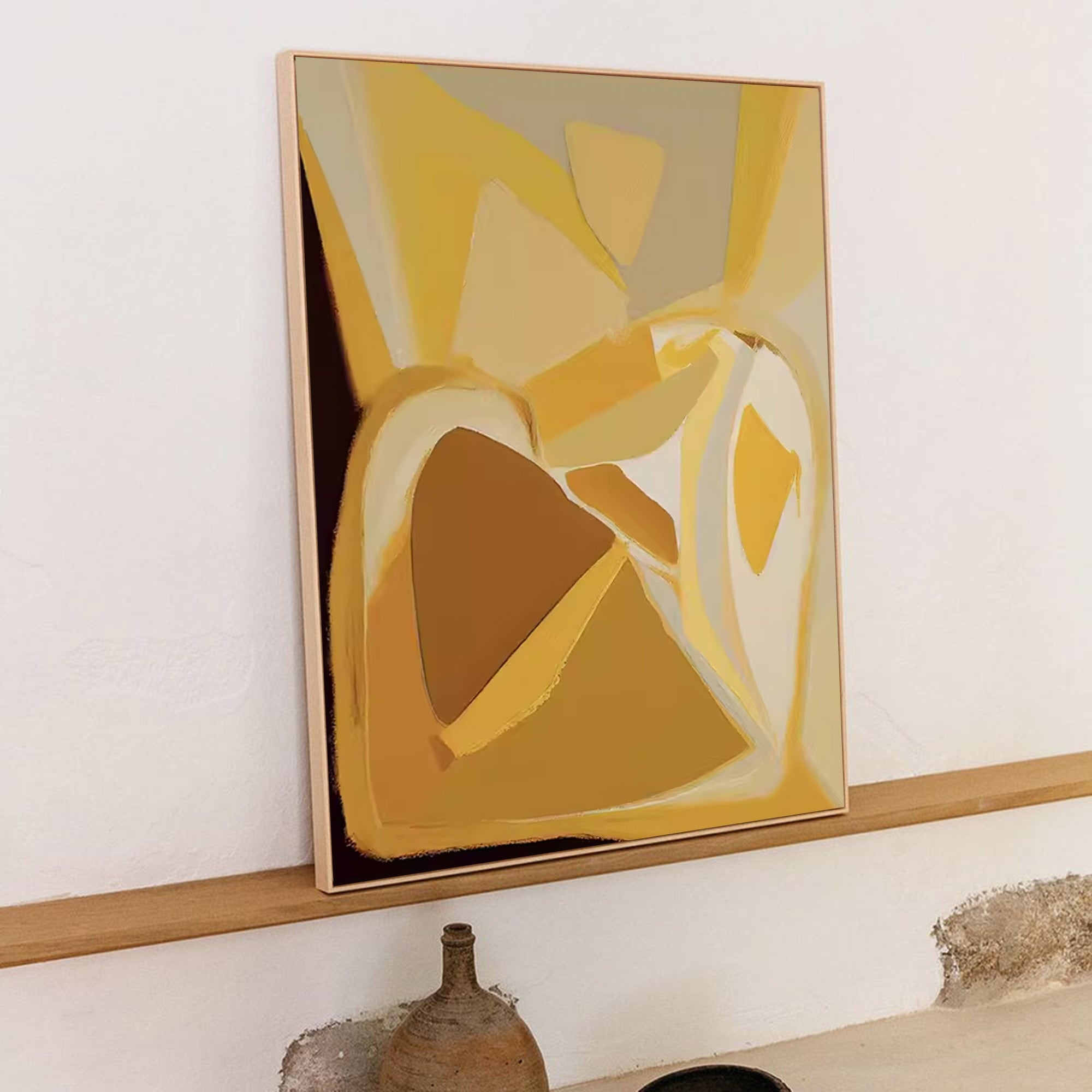 Wallart Geometric Golden Hues Abstract Art