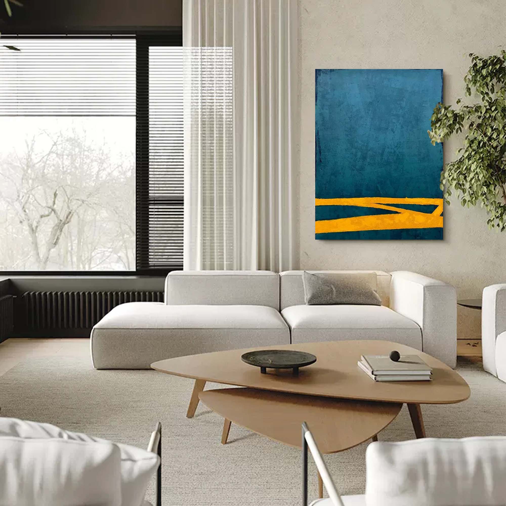 Wallart Teal and Gold Minimalist Canvas