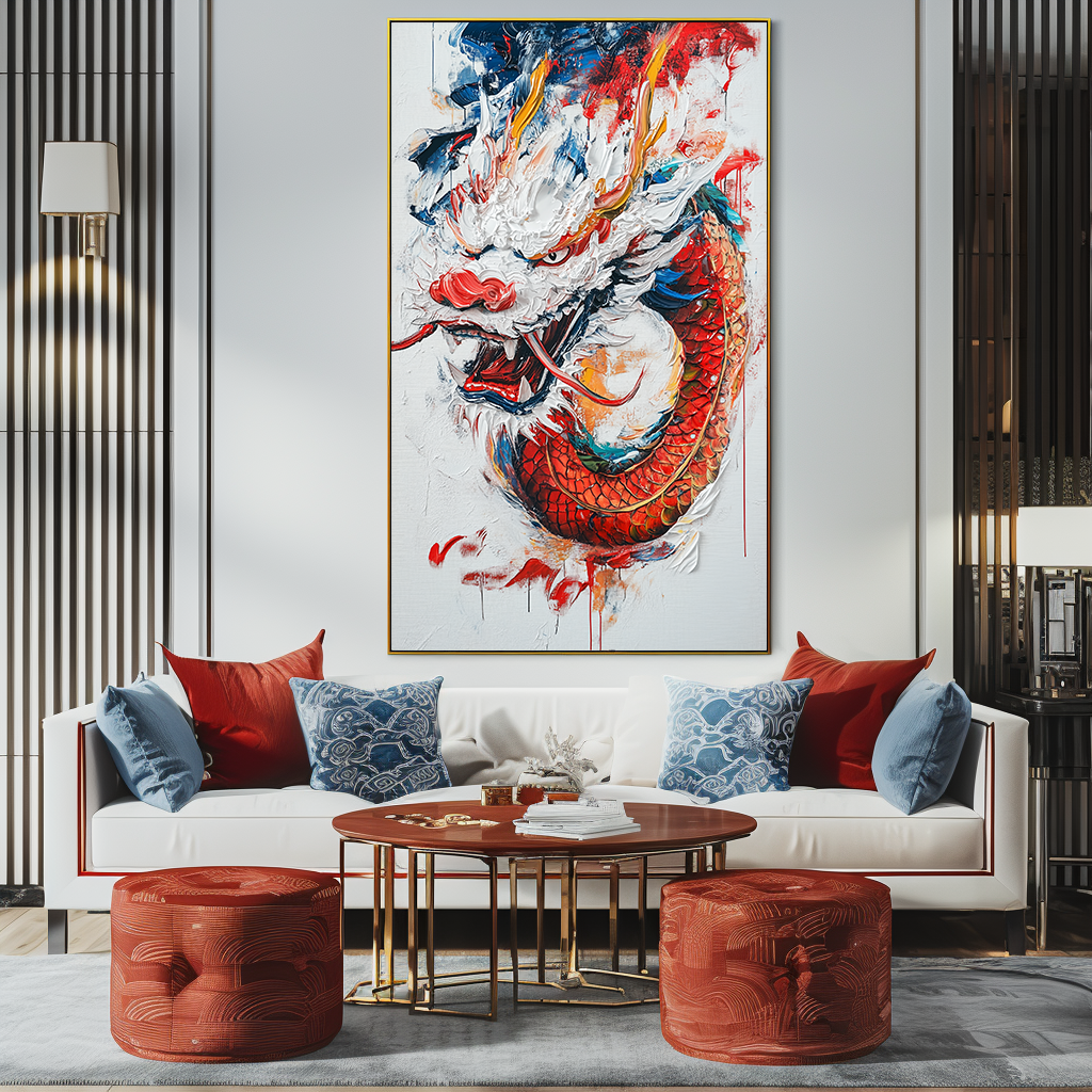 Large-scale painting of Chinese dragon texture