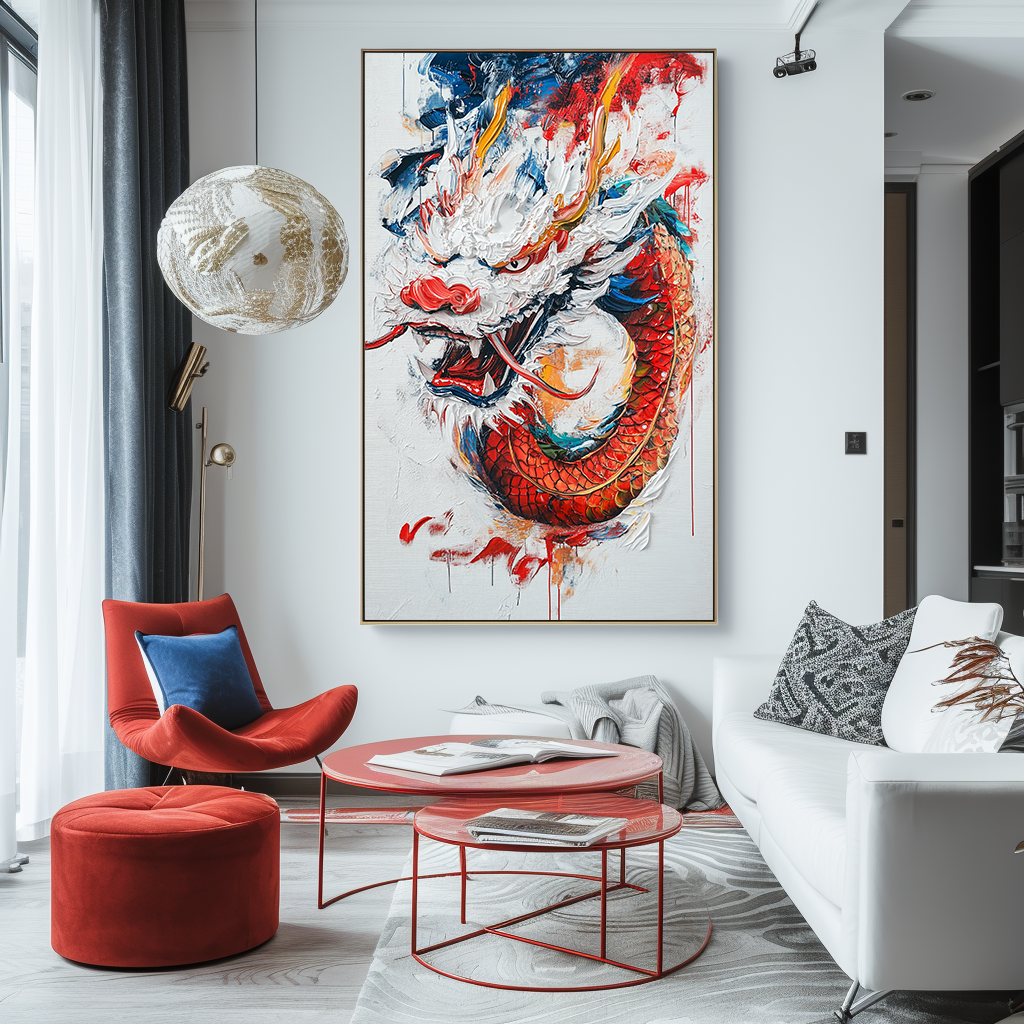 Large-scale painting of Chinese dragon texture