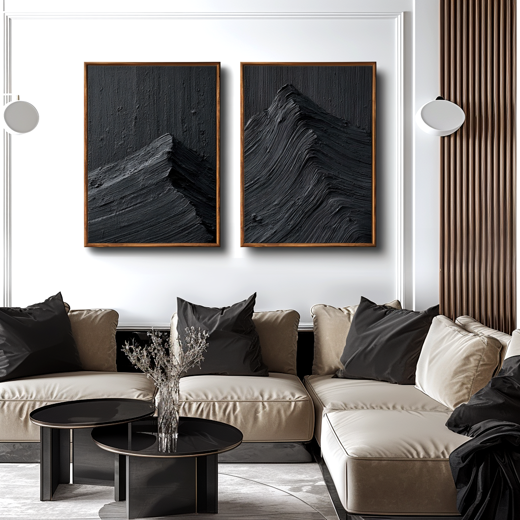 Abstract texture mountain black 2P