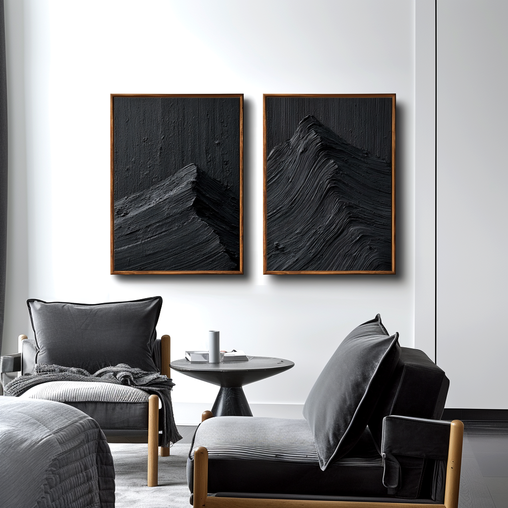 Abstract texture mountain black 2P