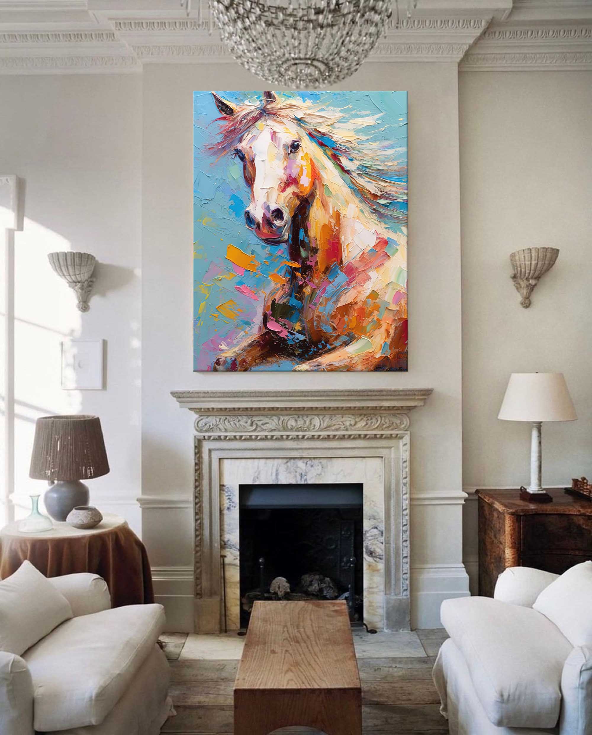 Wallart Dynamic Horse in Colorful Motion