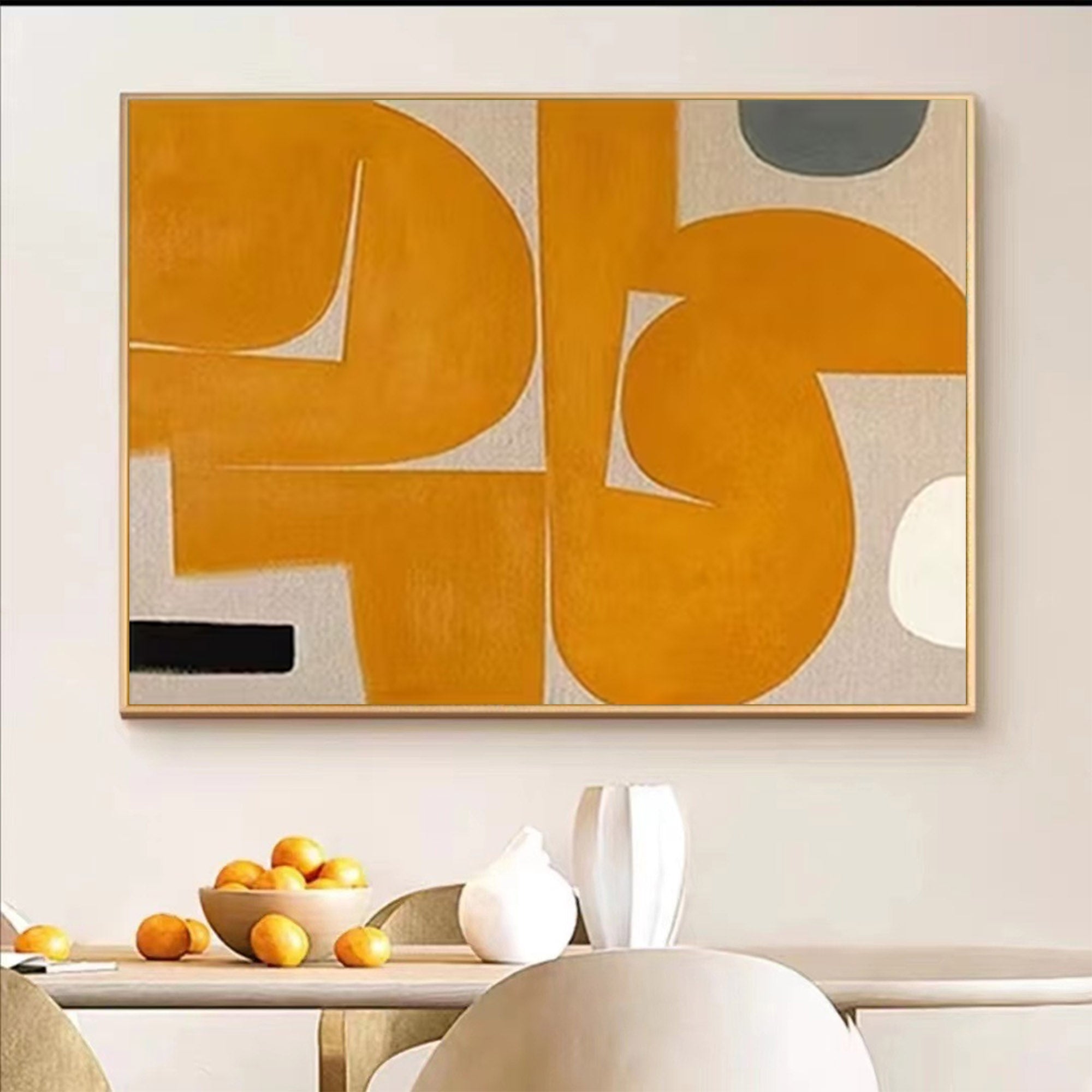 Wallart Golden Curves: Mid-Century Abstract Harmony