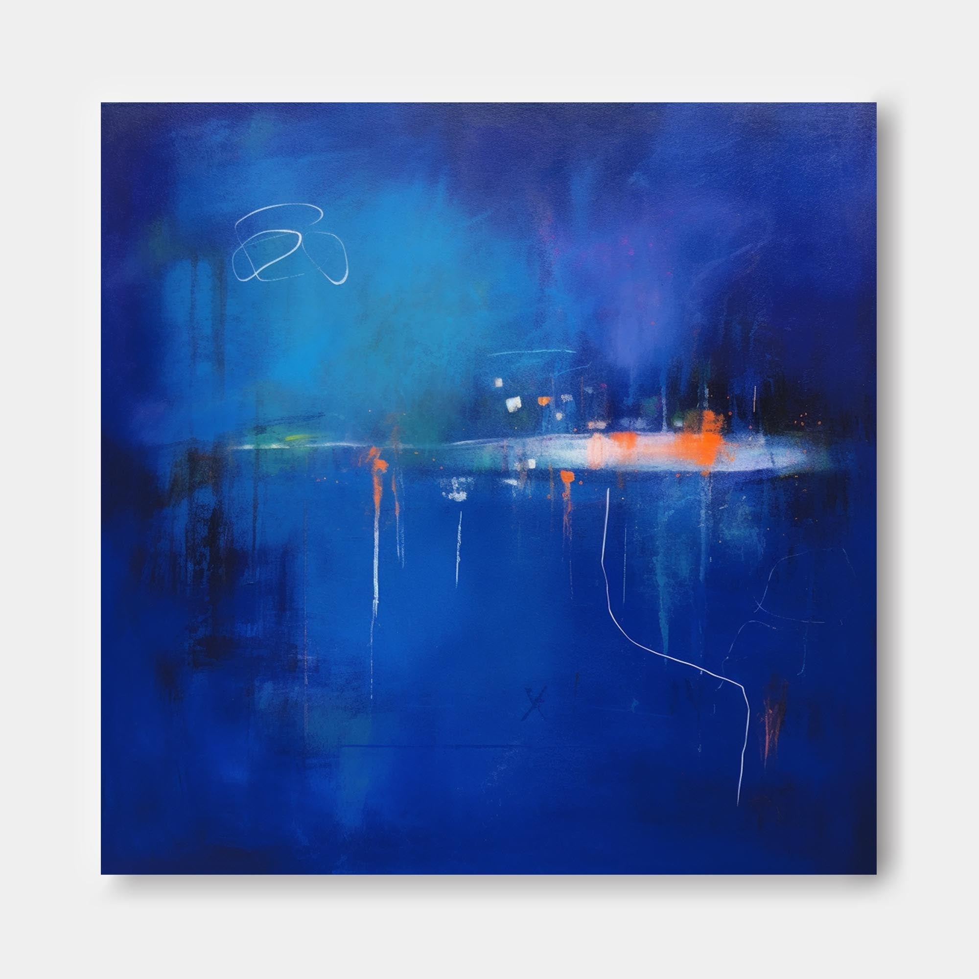 Wallart Mysterious Blue Abstract Horizon Art