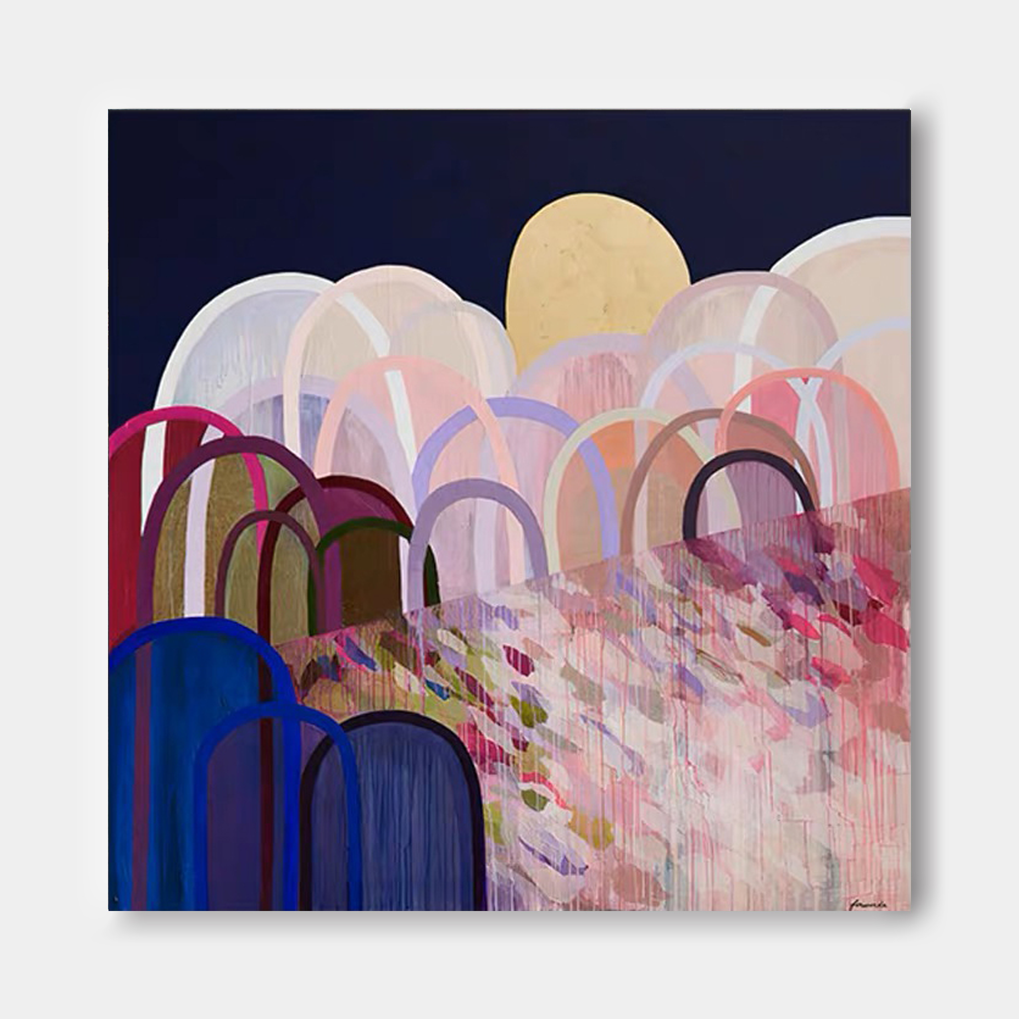 Wallart Moonlit Arches Abstract Landscape Art
