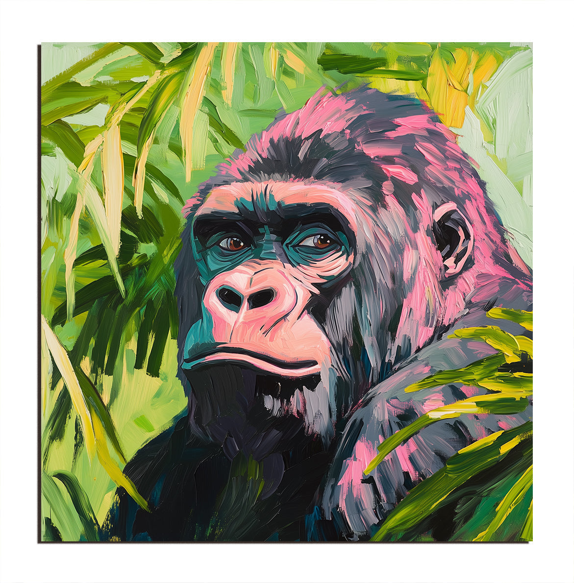 Vibrant Gorilla Oil Painting - Colorful Jungle Animal Art, Modern Wall Decor for Living Room & Home Interiors