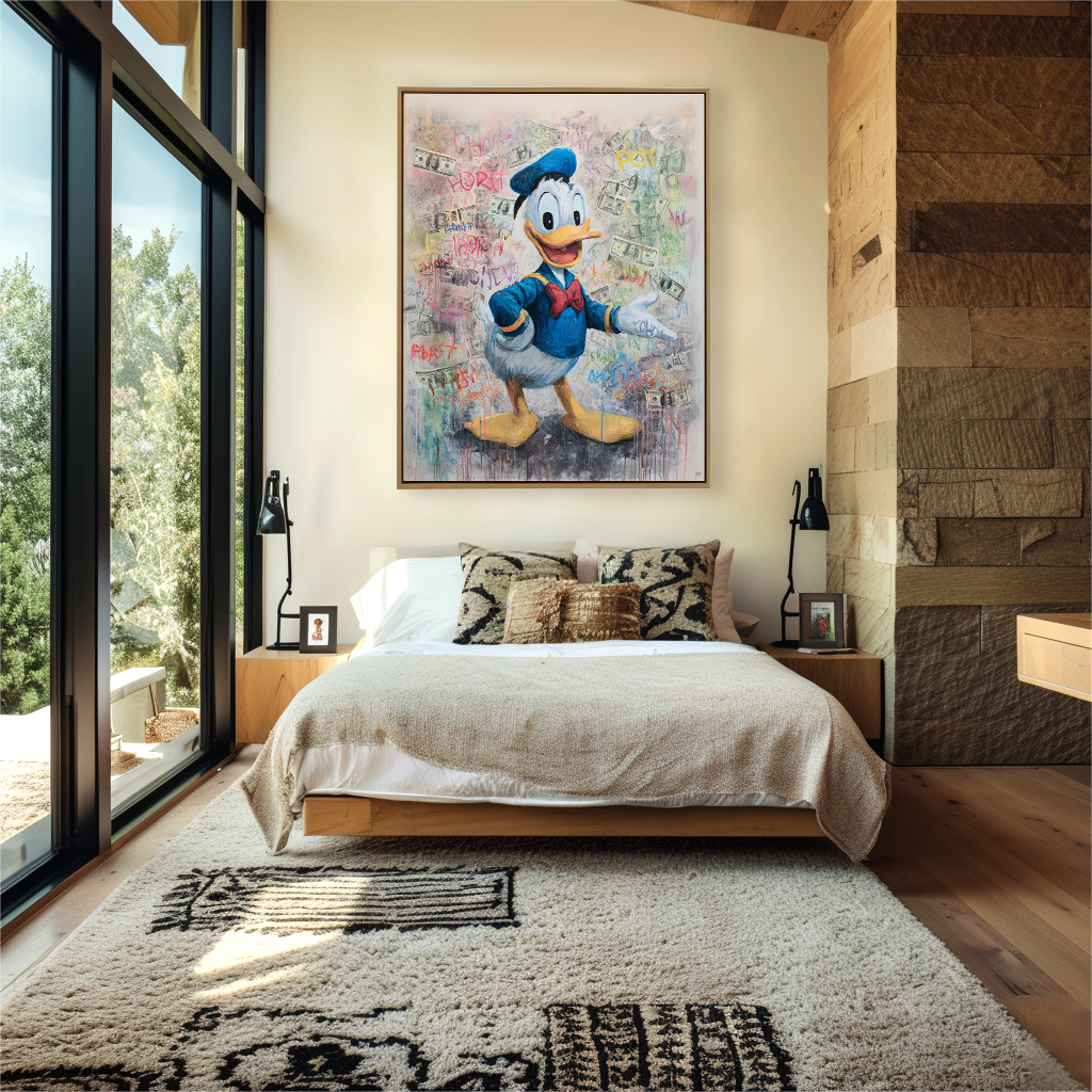 Cash Quack – Graffiti Cartoon Duck Painting Pop Art Money-Inspired Wall Art